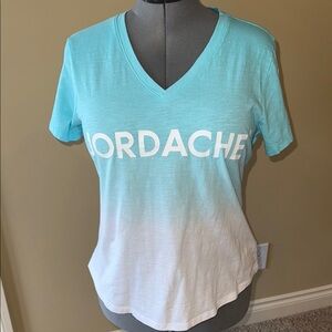 Jordache Women's Blue and White V-Neck Top t shirt
